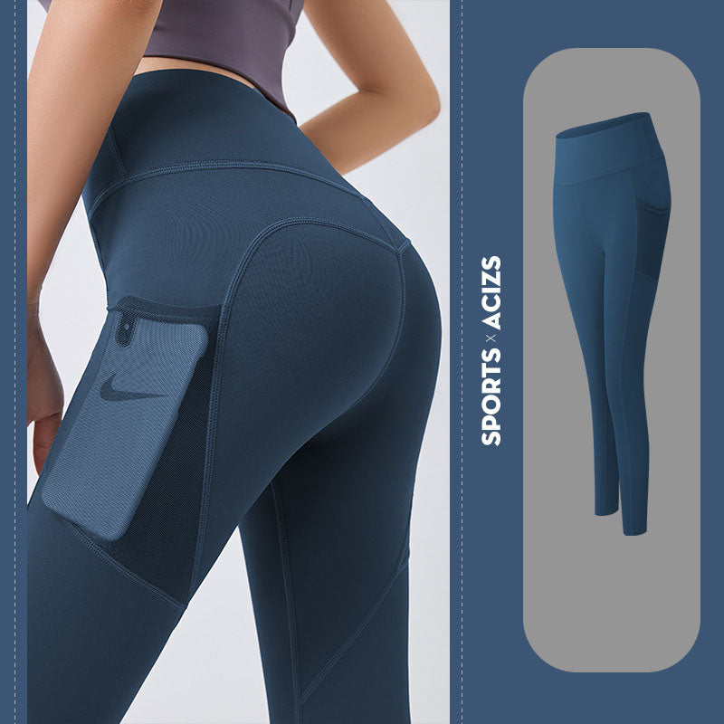 L021 Women Yoga Pants With Pocket Girls Running Outfit Fitness Tights  Leggings Solid Color Lady High Waist Sports Trousers From Aliao007, $18.56