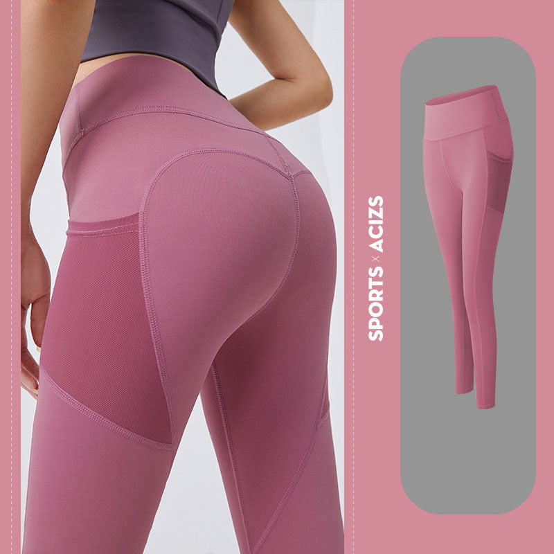  JIANYIO Yoga Leggings for Women's Cross Waist Yoga Leggings  with Inner Pocket Workout Running Tights Pants (Pink-01, XL) : Clothing,  Shoes & Jewelry